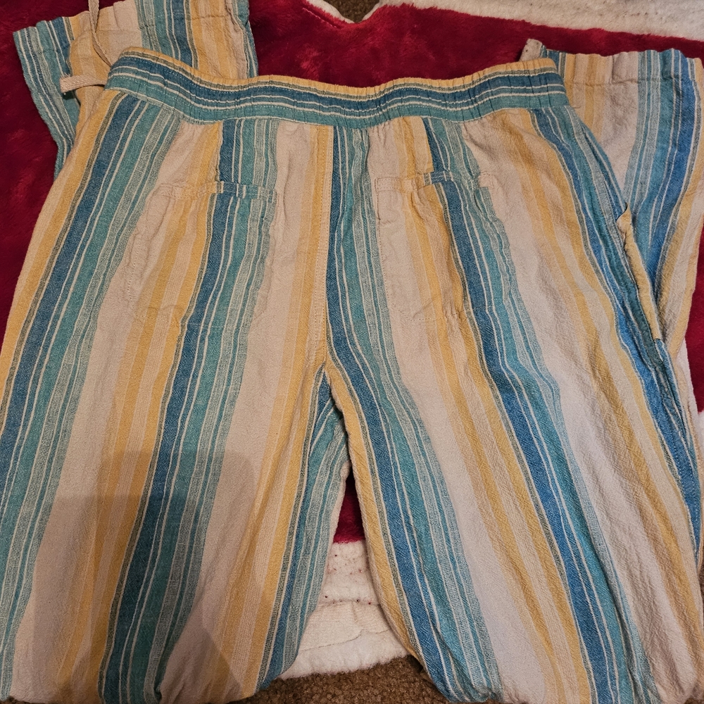 Cato Women's Striped Pants - Blue, Yellow, Cream